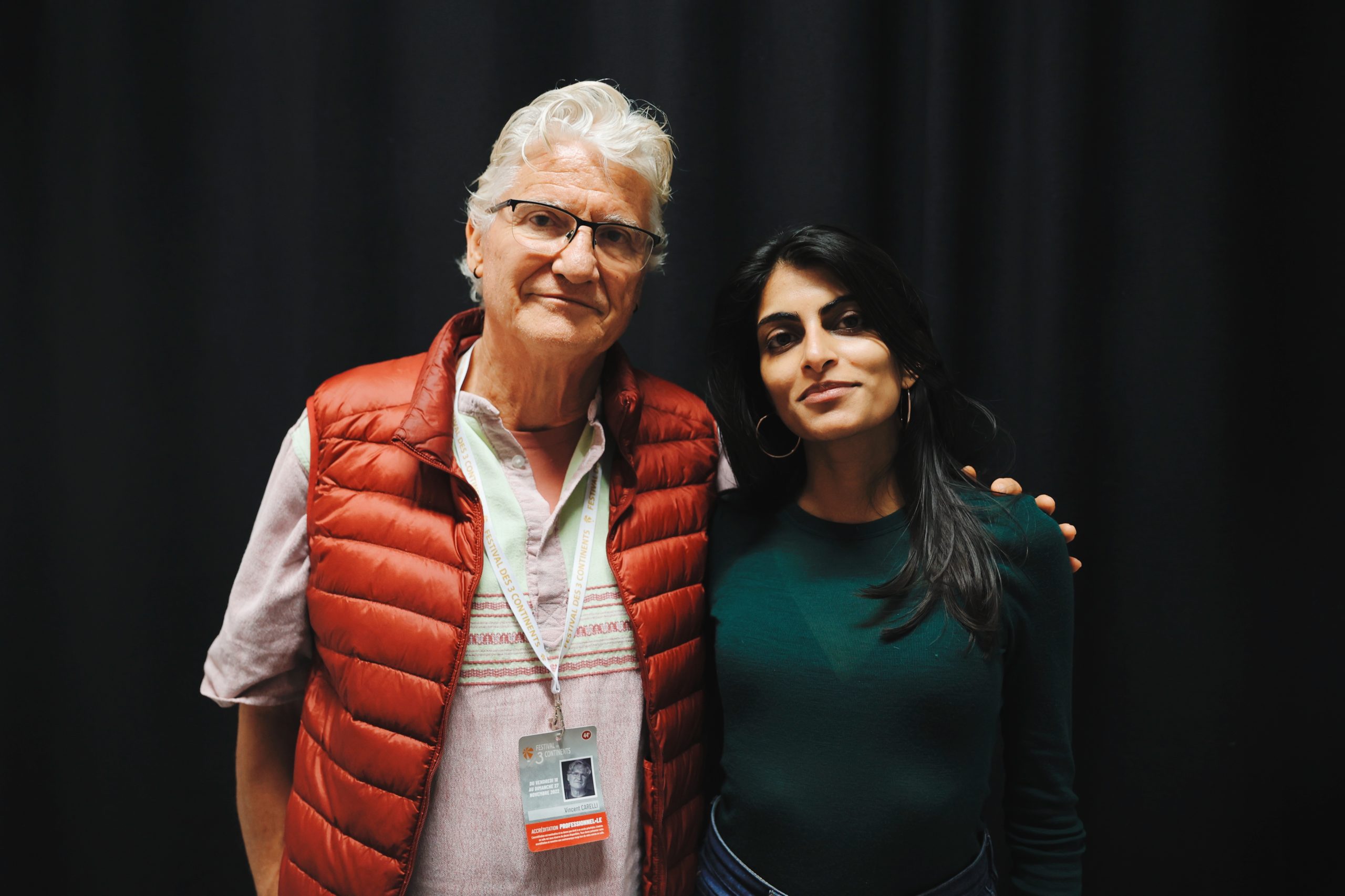 Vincent CARELLI, réalisateur de ADIEU, CAPITAINE, en Compétition internationale, avec Aisha RAHIM, programmatrice au F3C © Margaux MARTINS